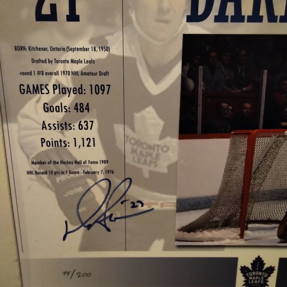 Darryl Sittler Autographed Numbered Print - Picture 2 of 4